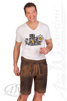 Spieth & Wensky Lederhose Herren kurz - RINO, Walnuss, 60