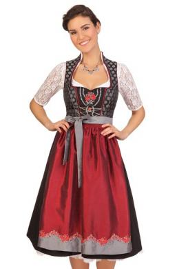 Spieth & Wensky Midi Dirndl 2tlg. - ELENOR, Weinrot, 32
