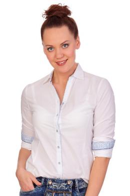 Spieth & Wensky Trachtenbluse - NOVA, Weiß/Hellblau, 36