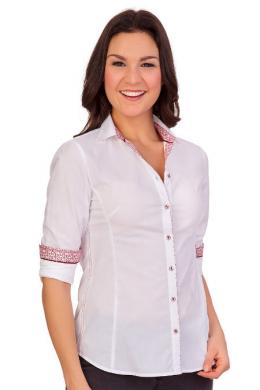 Spieth & Wensky Trachtenbluse - NOVA, Weiß/Rot, 40