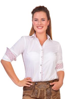 Spieth & Wensky Trachtenbluse - POLARLICHT, Weiß/Beere, 32