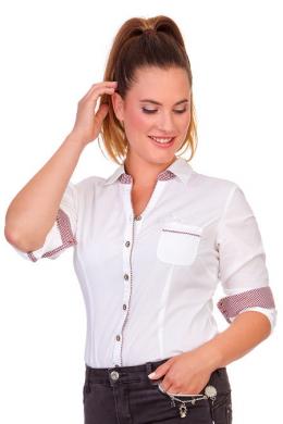 Spieth & Wensky Trachtenbluse - POLENTA, Weiß/Rot, 48