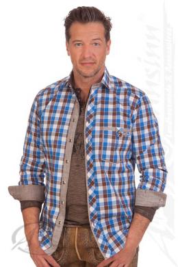 Spieth & Wensky Trachtenhemd - ALOIS, Blau, 47/48 (XXXL)
