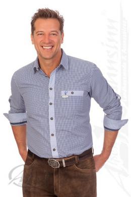 Spieth & Wensky Trachtenhemd - DORF, Dunkelblau, 45/46 (XXL)