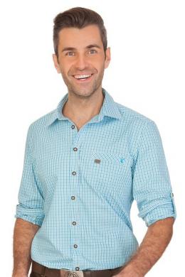 Spieth & Wensky Trachtenhemd - GRASDORF, Aqua, 43/44 (XL)