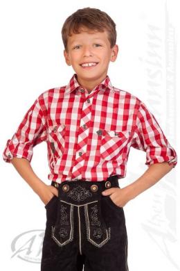 Spieth & Wensky Trachtenhemd Kind - Ki-H035 - ROY, Rot, 122/128