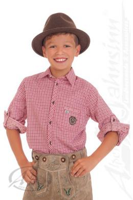 Spieth & Wensky Trachtenhemd Kind - Ki-H048 - ALADIN, Rot, 146/152