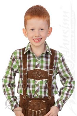 Spieth & Wensky Trachtenhemd Kind - Ki-H050 - BALU, Oliv, 110/116