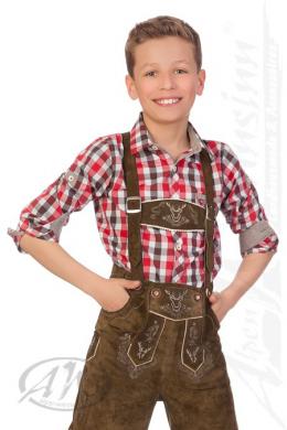 Spieth & Wensky Trachtenhemd Kind - Ki-H050 - BALU, Rot, 122/128