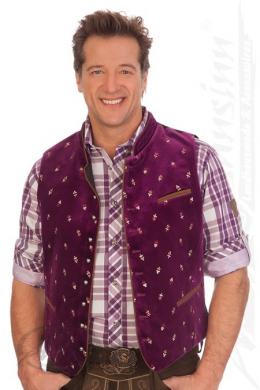 Spieth & Wensky Trachtenhemd - WALTER LA, Aubergine, 37/38 (S)