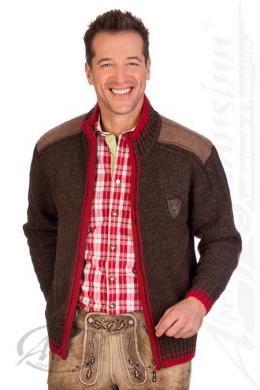 Spieth & Wensky Trachtenjacke Herren - NETZBACH - Meisterschaftsjacke, Dunkelbraun/Rot, XS