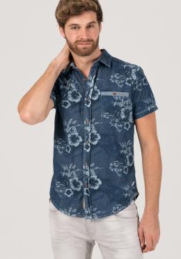 TIMEZONE Denim Hawaii Shortsleeve Shirt Hemden aged blue wash