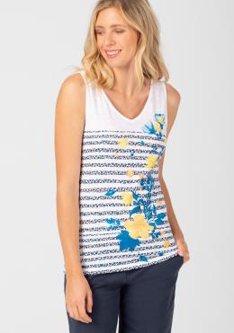 TIMEZONE Printed V-Neck Top T-Shirts/Polos blue white leo stripe