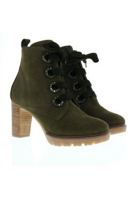 XAVER LUIS Trachten Stiefeletten - LENI, Oliv, 37
