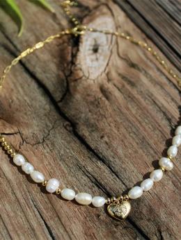 Alle Jahreszeiten Elegant Herz/Herz Metall Urlaub Perle Metall Standard Schicht Sets Halsketten für Damen
