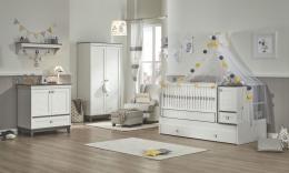 Almila Babyzimmer Set Mia mit Schaukelbett & LEDs