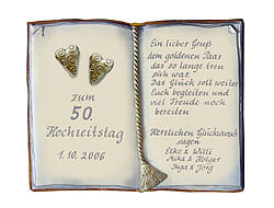 Artelithschild als Buch für Ehrungen und besondere Anlässe Größe: 27x22 cm