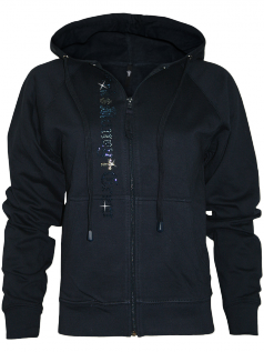 Black Money Crew Damen Strass Hoodie Blue Money