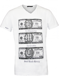 Black Money Crew Herren Shirt Benjamins (L) (wei)