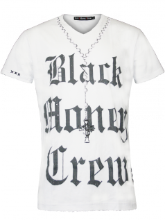 Black Money Crew Herren Shirt Rich Love (M) (wei)