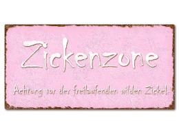 Blechschild im Vintage Look mit Wunschtext 300 x 150mm rosa/braun