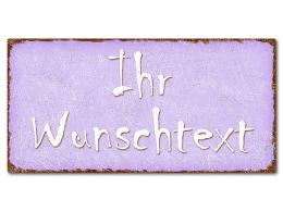 Blechschild im Vintage Look mit Wunschtext 300 x 150mm violett/braun