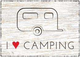 Blechschild Wohnwagen Größe A4 - I love Camping