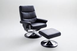 Cedy Relaxsessel mit Hocker Schwarz Leder und PVC