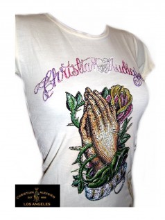 Christian Audigier Damen Strass Shirt Faith