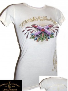 Christian Audigier Damen Strass Shirt Lipstick