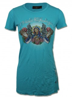 Christian Audigier Damen Strass T-Shirt Blessed (M)