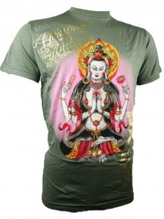 Christian Audigier Herren Strass Shirt Buddah