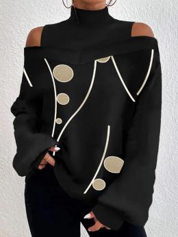 Damen Abstrakt Polka Dots Lässig Frühling Polyester Cut-Outs Normal Mikroelastizität Täglich Weit Blusen & Shirts