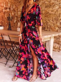Damen Abstrakt Sommer Urlaub Polyester V-Ausschnitt Normal Bestseller A-Linien Regelmäßig Kleider