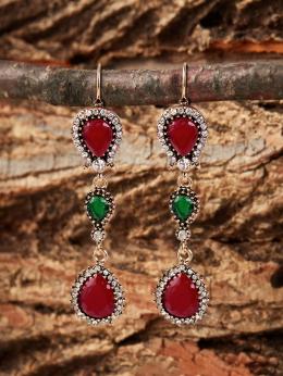 Damen Farbblock Alle Jahreszeiten Elegant Strass Täglich Metall Strass Retro Stil Baumeln Ohrringe