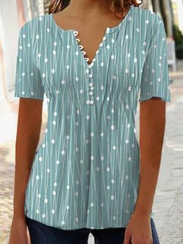Damen Geometrisch Lässig Sommer Keine Elastizität Täglich Standard Mittellang A-Linien Regelmäßig Shirts