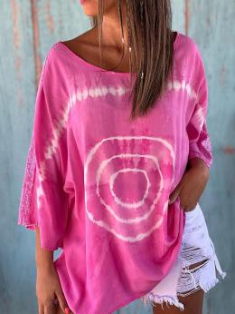 Damen Geometrisch Lässig Sommer Polyester Keine Elastizität Täglich Weit Mittellang H-Linie Shirts
