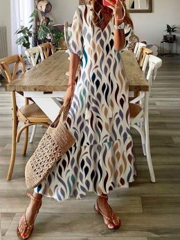 Damen Geometrisch Lässig Sommer Polyester V-Ausschnitt Mikroelastizität Täglich 1 * Kleid Halbarm Kleider