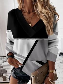 Damen Gestreift Lässig Herbst Mikro-Elastizität Täglich Jersey Langarm H-Linie Regelmäßig Sweatshirts