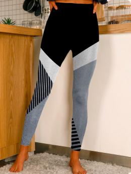 Damen Gestreift Lässig Herbst Normal Leicht Täglich Standard Lang Legging Leggings