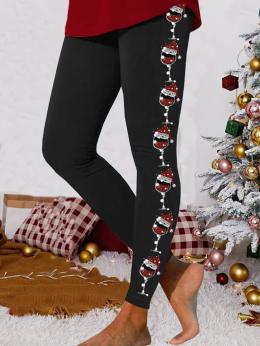 Damen Lässig Abstrakt Winter Normal Hohe Elastizität Weit Weihnachten H-Linie Regelmäßig Leggings
