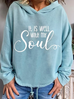 Damen Lässig Buchstabe Herbst Baumwolle Mittler-Gewicht Täglich Große Größen Langarm Weit Sweatshirts