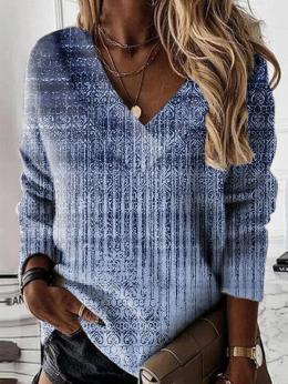 Damen Lässig Ethnisch Herbst Mikro-Elastizität Bestseller Übergröße Langarm Regelmäßig H-Linie Sweatshirts