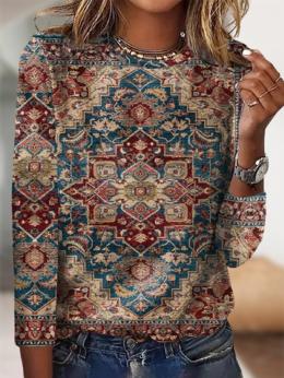 Damen Lässig Ethnisch Winter Mikro-Elastizität Täglich Weit Jersey Bestseller Regelmäßig T-Bluse