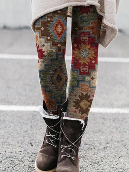 Damen Lässig Ethnisch Winter Normal Fest Baumwolle-Gemisch Lang S-Linie Regelmäßig Leggings