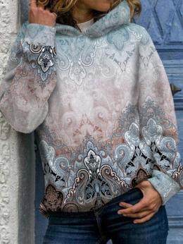 Damen Lässig Ethnisch Winter Polyester Kapuze Weit Standard Langarm Regelmäßig Sweatshirts