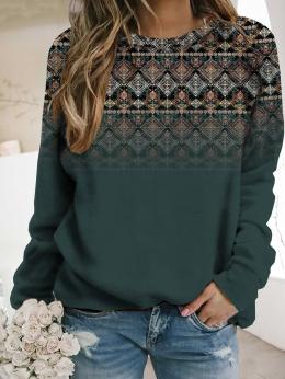Damen Lässig Ethnisch Winter Täglich Bestseller Langarm Rundhals Regelmäßig H-Linie Sweatshirts