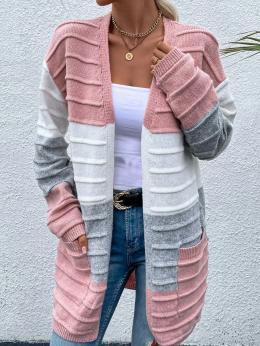 Damen Lässig Farbblock Herbst Normal Mikro-Elastizität Täglich Weit Regelmäßig H-Linie Pullover Mantel
