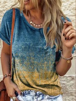 Damen Lässig Farbverlauf Sommer Täglich Weit Standard Rundhals Regelmäßig Regelmäßig T-Shirts