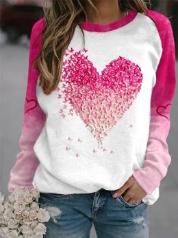 Damen Lässig Frühling Herz/Herz Normal Mikroelastizität Täglich Jersey Langarm Regelmäßig Sweatshirts
